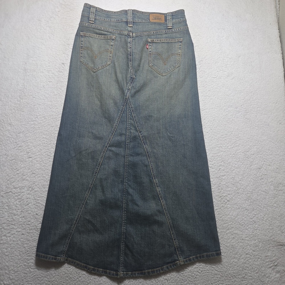 Y2k Levi's Denim Skirt Womens Size 12 Blue Long Mini Western - Picture 5 of 7